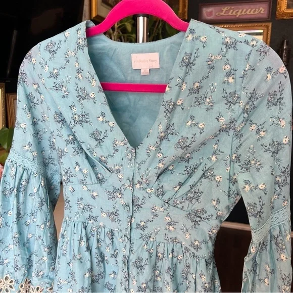 Anthropologie / A Collective Story Embroidered Balloon Sleeve Eyelet Dress XS - Picture 3 of 14